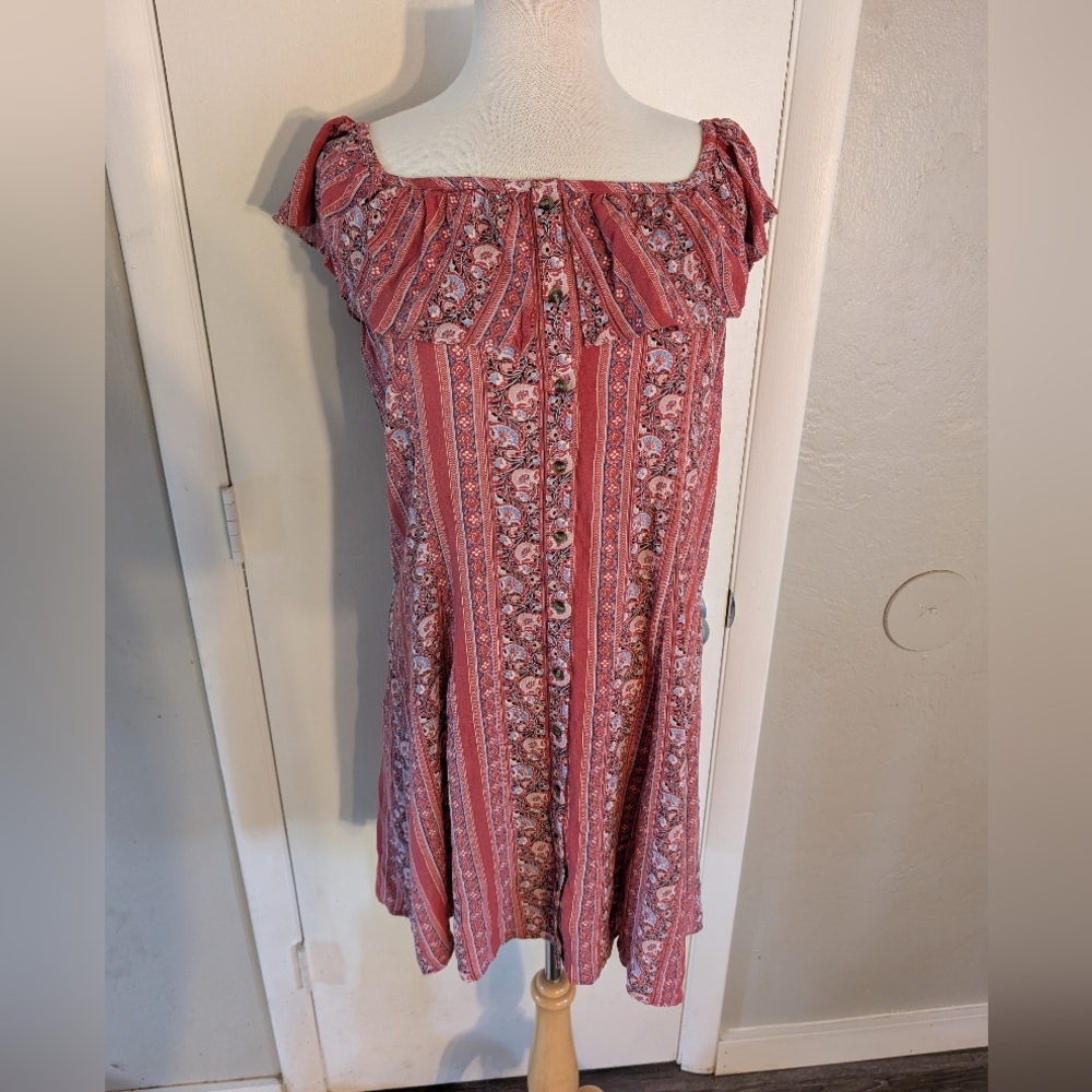 Floral American Eagle Off Shoulder Dress With Ruffle Sleeves‎ sz xl
